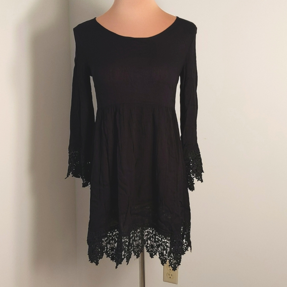 Chloah Crochet Trimmed Empire Waist Dress, S, NWT